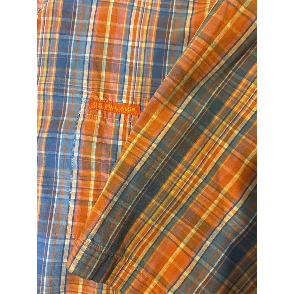 US Polo Association Mens Plaid Button Down Short Sleeve Shirt Size 2xl - Picture 3 of 11